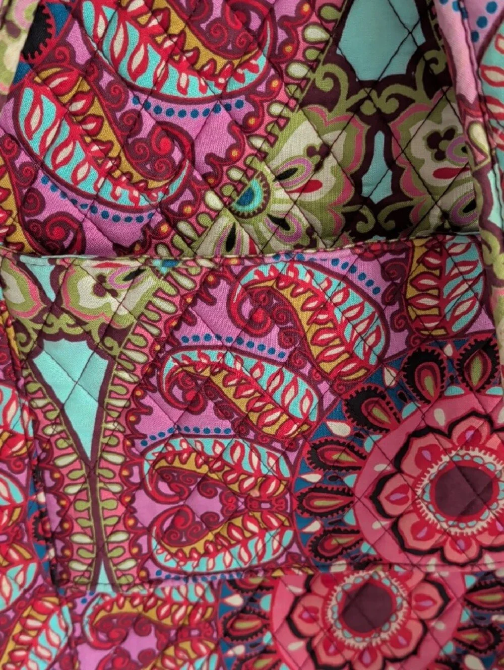 Vera Bradley Pink Paisley-Print Quilted Backpack with Mint Accents